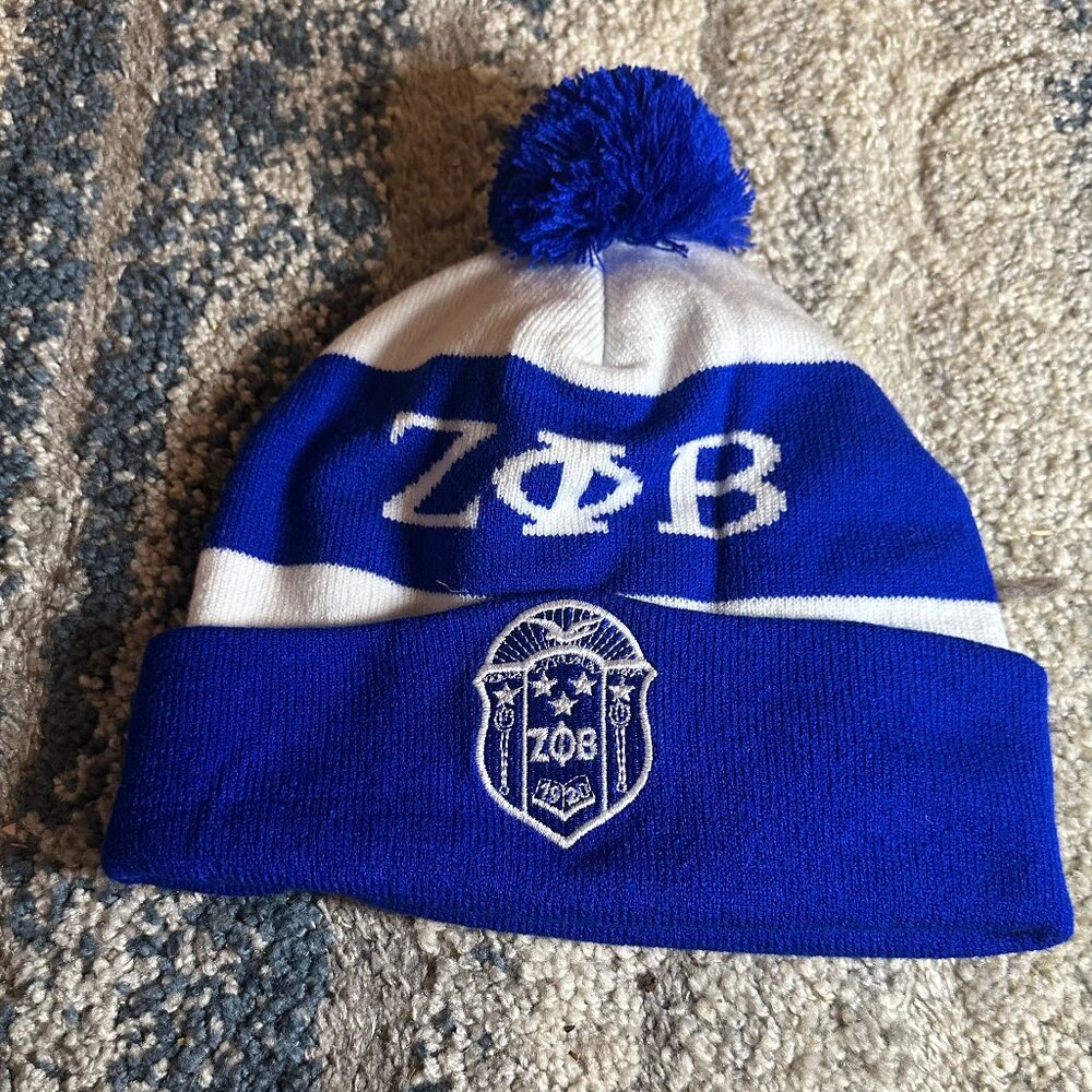 New Zeta Phi Beta Winter Knit Beanie w/Pompom